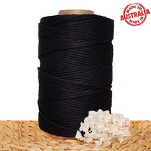 4mm Black Single Twist Macrame Cotton Cord 1kg - Australian Made