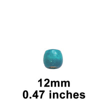 Wooden Bead - Barrel - Turquoise 12x12mm Pack of 18