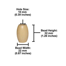 Wooden Bead - Oval Natural 32 x 22 Pack of 6