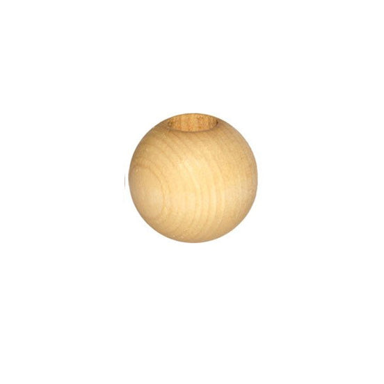 Wooden Bead - Round Natural 25mm Pack of 6