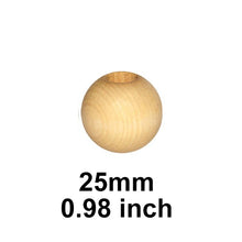 Wooden Bead - Round Natural 25mm Pack of 6