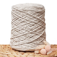 Natural 3mm 3ply recycled cotton macrame cord, 1kg roll displayed on a woven mat – Knotting Hillbilly